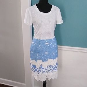 Ina, blue white die cut skirt